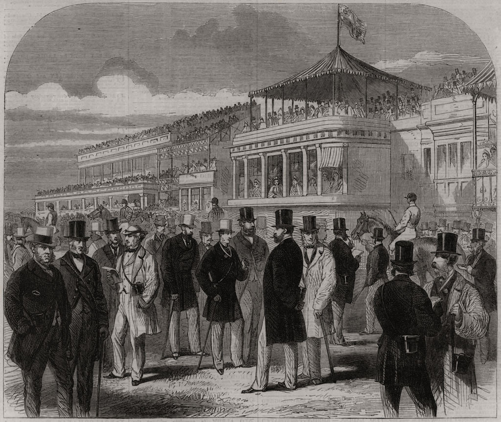 The Prince and Princess Of Wales at Ascot races. Berkshire 1863 old print